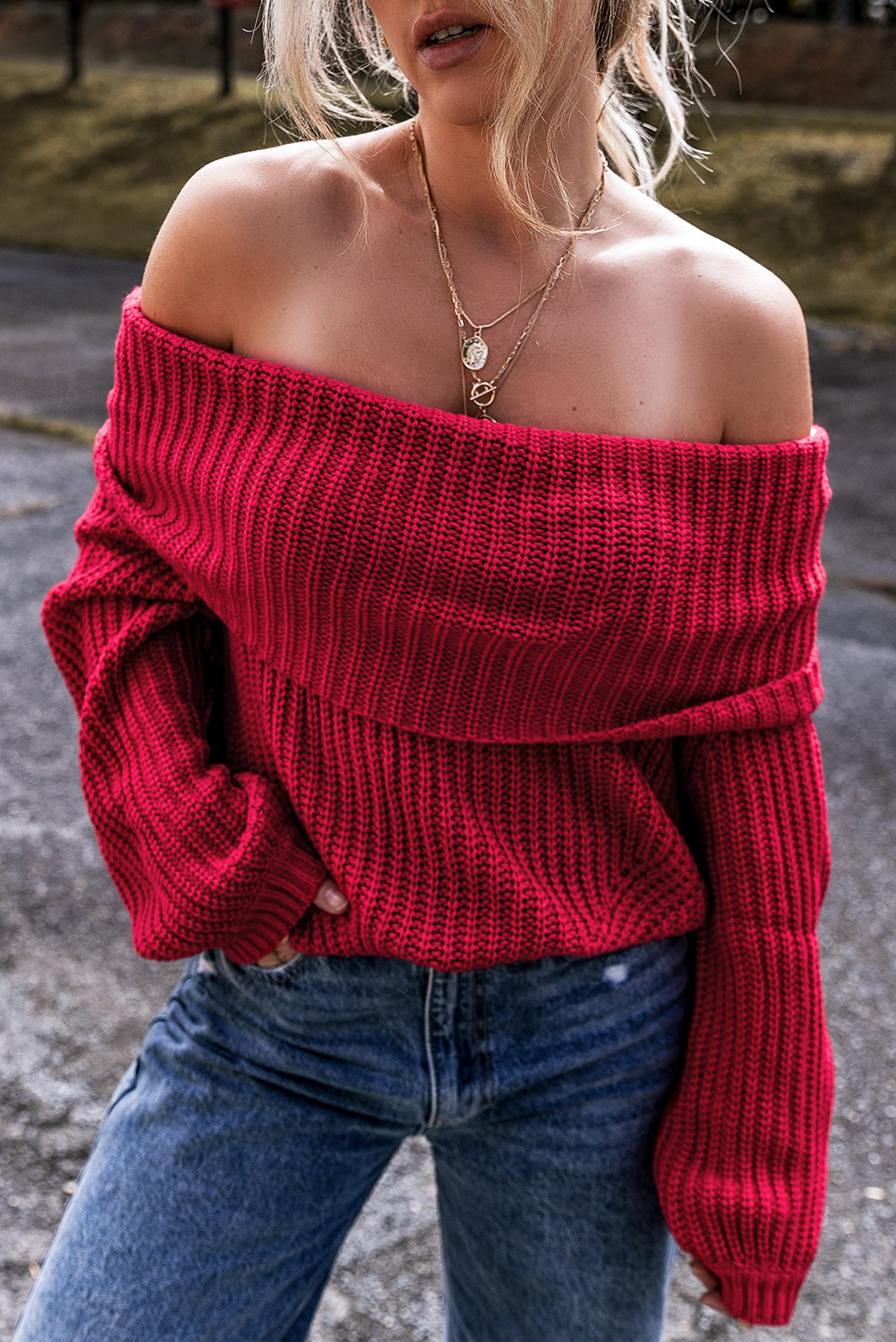 The Scarlett Off-Shoulder Knit Sweater