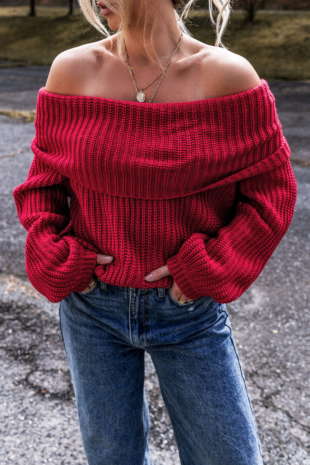 The Scarlett Off-Shoulder Knit Sweater