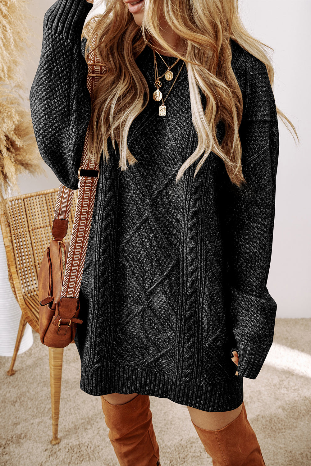 The Harper Cable-Knit Sweater Dress